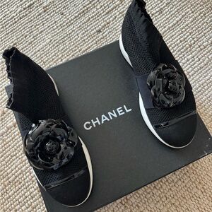 Black CHANEL Sock Sneakers Size 8.5